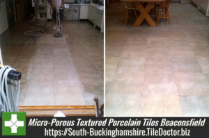 Cleaning Micro Porous textured Porcelain Tiles in a Beaconsfield Kitchen Diner