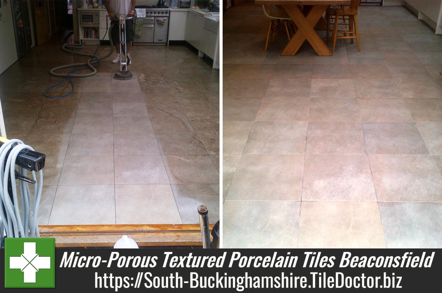 Cleaning Micro Porous textured Porcelain Tiles in a Beaconsfield Kitchen Diner