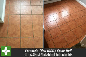 Dirty Porcelain Tiled Utility Room Cleaned and Sealed in Hull