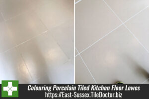 Cleaning and Grout Colouring of a Porcelain Tiled Kitchen Floor in Lewes
