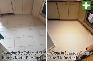 Porcelain Kitchen Grout Before and After Colouring in Leighton Buzzard
