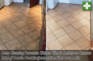 Porcelain Tiled Kitchen Floor Before and After Cleaning Henley-on-Thames