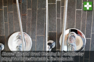 Shower Tile Grout Before After Cleaning Osmotherley North Yorkshire