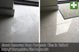 Porcelain Floor Tile Before After Epoxy Grout Haze Removal Telford