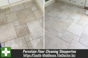 Porcelain Tiled Kitchen Floor Before After Cleaning Shepperton