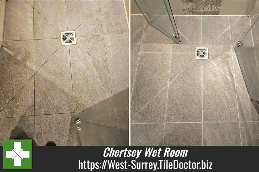 Wet Room Porcelain Tile and Grout Renovation Chertsey